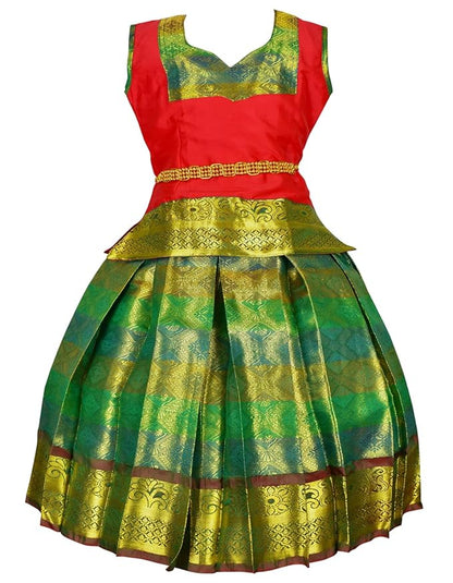 AMIRTHA FASHION Pattu Pavadai Lehenga Choli-BL2Red