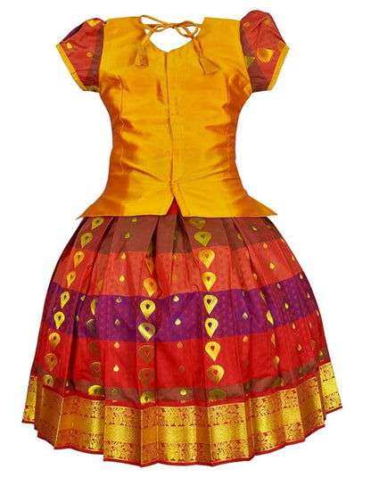 AMIRTHA FASHION Pattu Pavadai Lehenga Choli-SundhariGold