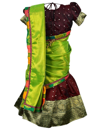 AMIRTHA FASHION New Half Saree -ButtiHSMarnGreen