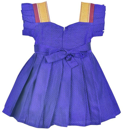 AMIRTHA FASHION Pattu Frock Pure Cotton-KhanF3Blue