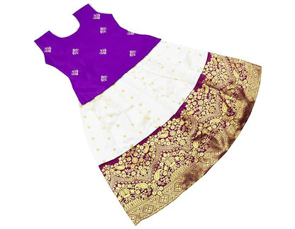AMIRTHA FASHION Pattu Pavadai Lehenga Choli- NewB3BPurple