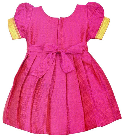 AMIRTHA FASHION Pattu Cotton Frock-KhanF1Pink