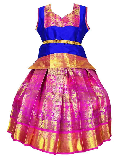 AMIRTHA FASHION Pattu Pavadai Lehenga Choli-BL2Blue