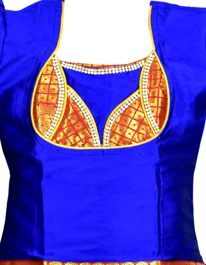 AMIRTHA FASHION Pattu Pavadai Lehenga Choli-MeenaBlue