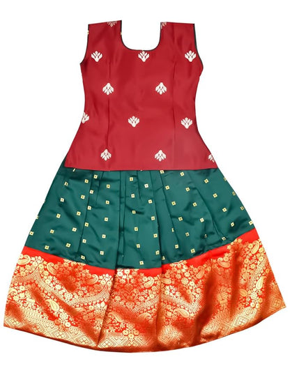 AMIRTHA FASHION Pattu Pavadai Lehenga Choli- NewB3BMaroon