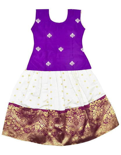 AMIRTHA FASHION Pattu Pavadai Lehenga Choli- NewB3BPurple