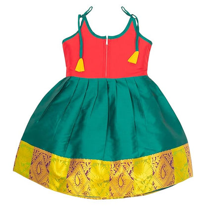 AMIRTHA FASHION Pattu Frock-AnarkaliRed