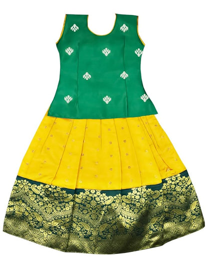 AMIRTHA FASHION Pattu Pavadai Lehenga Choli-NewB3BGreen
