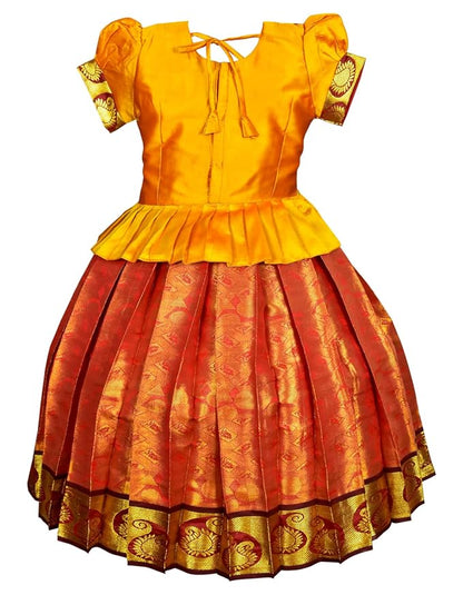 AMIRTHA FASHION Pattu Pavadai Lehenga Choli-ElaaGold