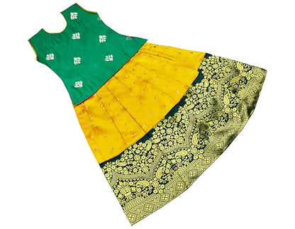 AMIRTHA FASHION Pattu Pavadai Lehenga Choli-NewB3BGreen