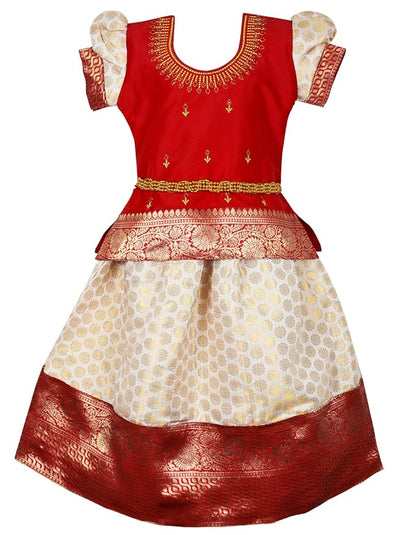 Pattu Pavadai Lehenga Choli Red
