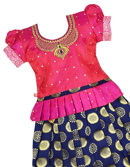 AMIRTHA FASHION Pattu Pavadai Lehenga Choli-AditiPPink