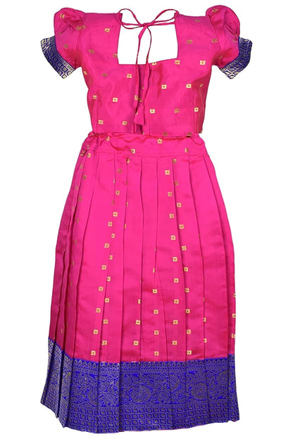 AMIRTHA FASHION kids Half Saree- ButtiHSPinkGold