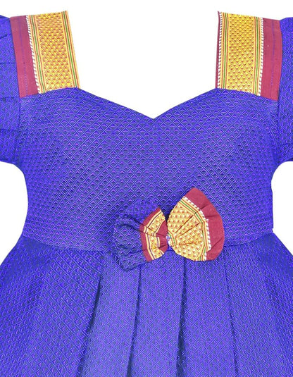 AMIRTHA FASHION Pattu Frock Pure Cotton-KhanF3Blue