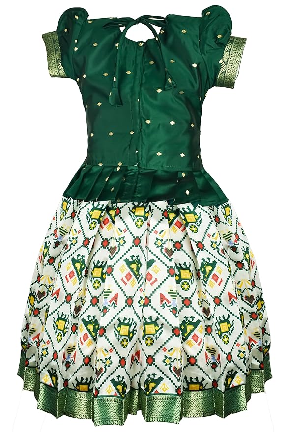 AMIRTHA FASHION Pattu Pavadai Lehenga Choli-TrendPPGreen