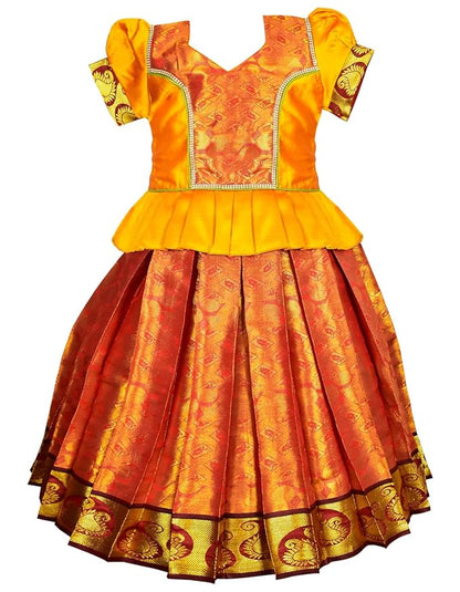 AMIRTHA FASHION Pattu Pavadai Lehenga Choli-ElaaGold