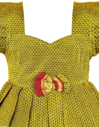 AMIRTHA FASHION Pattu Frock Pure Cotton-KhanF3Yellow
