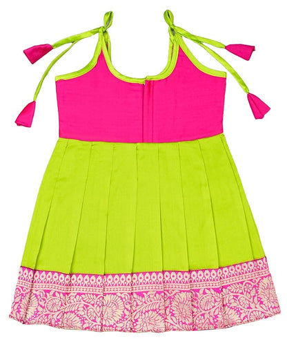 AMIRTHA FASHION Pattu Frock-AnarkaliPink