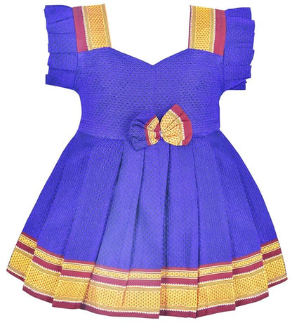AMIRTHA FASHION Pattu Frock Pure Cotton-KhanF3Blue