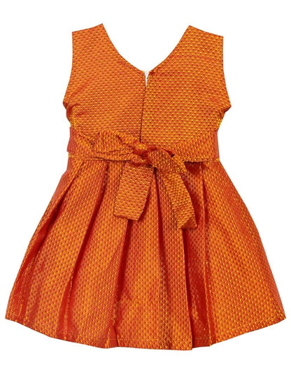 AMIRTHA FASHION Pattu Cotton Frock-KhanF2Orange