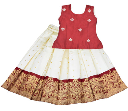 Pattu Pavadai Lehenga Choli Maroon