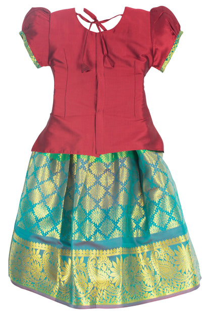 AMIRTHA FASHION Pattu Pavadai Lehenga Choli-PadmaMaroon