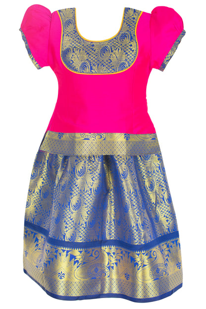 AMIRTHA FASHION Pattu Pavadai Lehenga Choli-PadmaPink