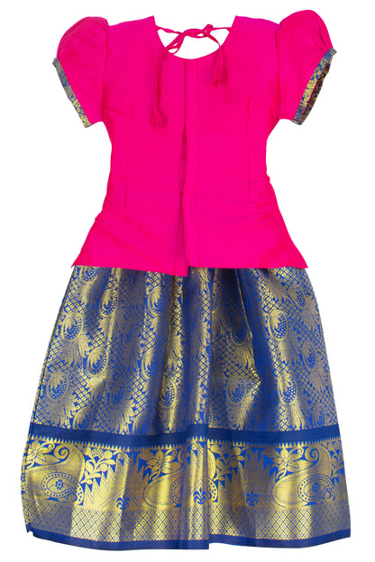 AMIRTHA FASHION Pattu Pavadai Lehenga Choli-PadmaPink